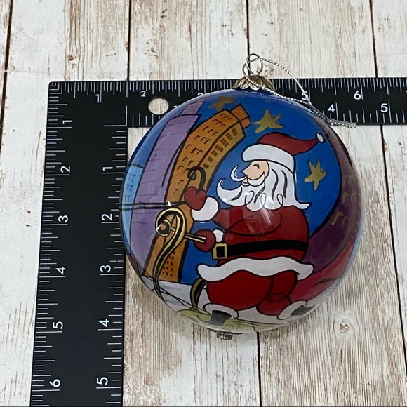 Li Bien 2006 Pier1 Imports Reverse PaintedSanta Reindeer Christmas Ball Ornament - Picture 7 of 13
